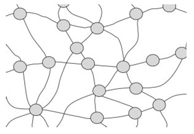 Grafische Darstellung eines Netzwerks aus verbundenen Punkten und Linien